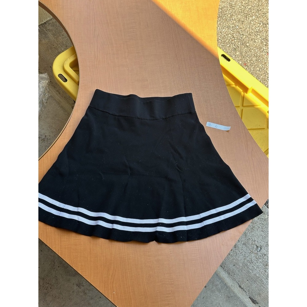 Adam Selman Sport Black Pleated Skirt w/ White Stripes Size S